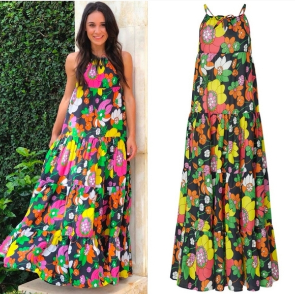 Dodo Bar Or Floral Dorothy Maxi Dress In Melissa Black - Picture 1 of 6
